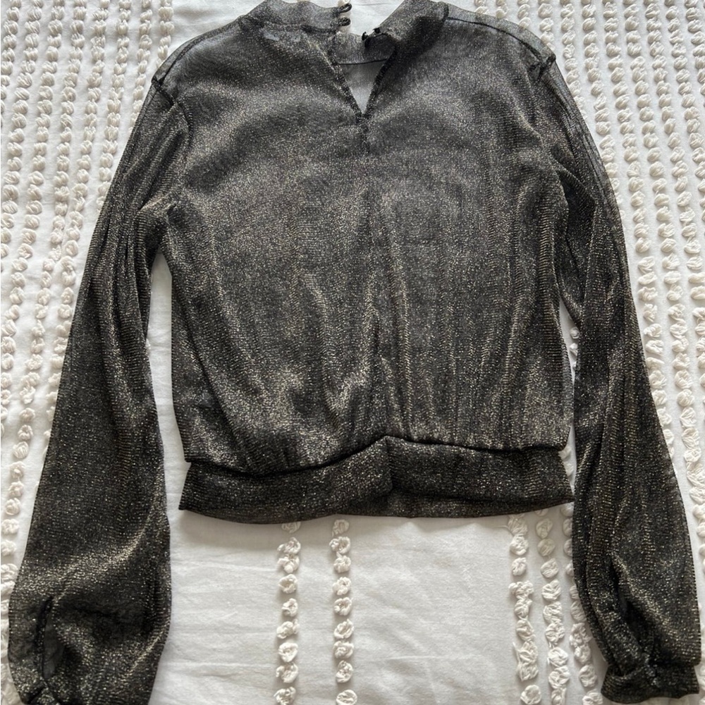 Lulu's Shimmering Black Blouse